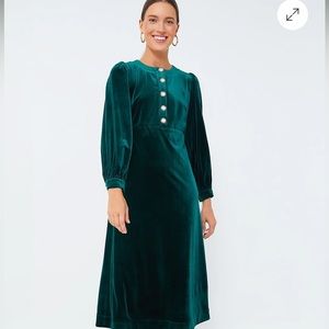Tuckernuck Pomander Place Green Velvet Arabella Dress
